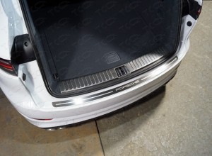 Обвес для PORSCHE Cayenne Turbo 2018- Накладка на задний бампер (лист шлифованный надпись Porsche)