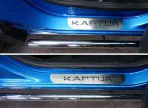 Обвес для RENAULT Kaptur 2016- Накладки на пороги (лист шлифованный надпись Kaptur)