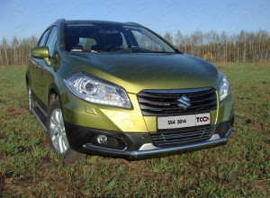 Обвес для SUZUKI SX4 2013- Защита передняя нижняя (овальная) 75х42 мм