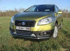 Обвес для SUZUKI SX4 2013- Защита передняя нижняя (двойная) 42,4/42,4 мм