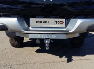 Обвес для MITSUBISHI L200 2015-2018 Фаркоп (надпись Mitsubishi, усиленный, оцинкованный, шар E нерж.) для автомобиля с задним бампером
