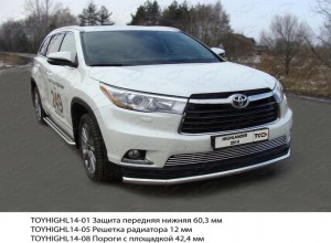 Обвес для TOYOTA Highlander 2014-2016 Защита передняя нижняя 60,3 мм