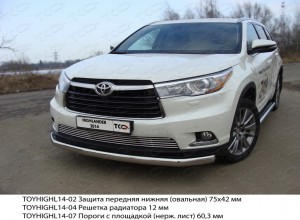 Обвес для TOYOTA Highlander 2014-2016 Защита передняя нижняя (овальная) 75х42 мм