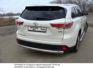 Обвес для TOYOTA Highlander 2014-2016 Защита задняя (овальная) 75х42 мм