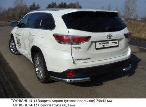 Обвес для TOYOTA Highlander 2014-2016 Защита задняя (уголки овальные) 75х42 мм