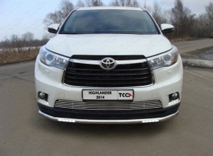 Обвес для TOYOTA Highlander 2014-2016 Защита передняя нижняя (с ходовыми огнями) 60,3 мм