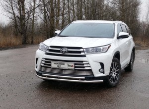 Обвес для TOYOTA Highlander 2017-2020 Защита передняя нижняя (двойная) 60/42,4 мм