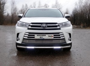 Обвес для TOYOTA Highlander 2017-2020 Защита передняя нижняя (с ДХО) 60,3 мм