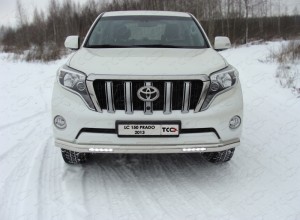 Обвес для TOYOTA Land Cruiser 150 Prado 2013-2017 Защита передняя нижняя (с ходовыми огнями) 75х42 мм