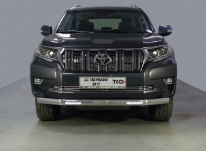 Обвес для TOYOTA Land Cruiser 150 Prado 2017- Защита передняя нижняя (овальная с ДХО) 75х42 мм