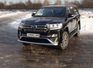 Обвес для TOYOTA Land Cruiser 200 EXECUTIVE 2016-2018 Защита передняя нижняя (овальная длинная) 75х42 мм