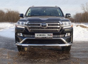 Обвес для TOYOTA Land Cruiser 200 EXECUTIVE 2016-2018 Защита передняя нижняя (овальная длинная с ДХО) 75х42 мм