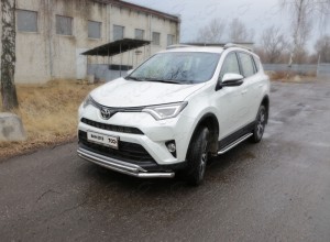 Обвес для TOYOTA RAV4 2015-2019 Защита передняя нижняя (двойная) 60,3/42,4 мм