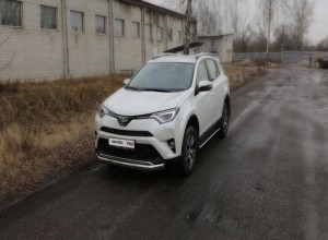 Обвес для TOYOTA RAV4 2015-2019 Защита передняя нижняя (овальная) 75х42 мм