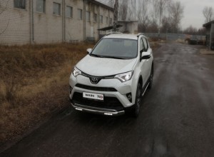 Обвес для TOYOTA RAV4 2015-2019 Защита передняя нижняя (овальная с ДХО) 75х42 мм