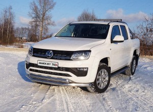 Обвес для VOLKSWAGEN Amarok 2016- Защита передняя нижняя (двойная) 76,1/75 мм