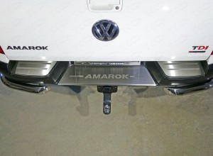 Обвес для VOLKSWAGEN Amarok 2016- Накладки на задний бампер (лист шлифованный надпись Amarok)