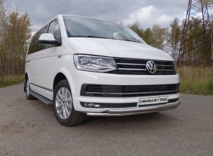 Обвес для VOLKSWAGEN Caravelle 2017- Защита передняя нижняя (двойная) 42,4/42,4 мм