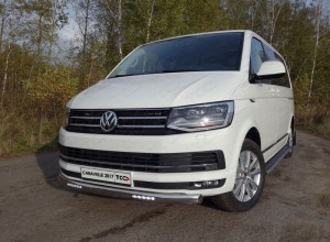 Обвес для VOLKSWAGEN Caravelle 2017- Защита передняя нижняя (овальная с ДХО) 75х42 мм