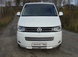 Обвес для VOLKSWAGEN Multivan (T5) 2010-2015 Защита передняя нижняя (овальная с ДХО) 75х42 мм