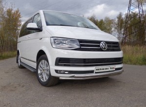 Обвес для VOLKSWAGEN Multivan (T6) 2015- Защита передняя нижняя (двойная) 42,4/42,4 мм