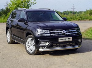 Обвес для VOLKSWAGEN Teramont 2018-2020 Защита передняя нижняя (овальная) 75х42 мм (кроме комплектации турбо)