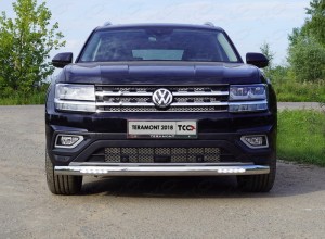 Обвес для VOLKSWAGEN Teramont 2018-2020 Защита передняя нижняя (овальная с ДХО) 75х42 мм (кроме комплектации турбо)