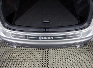 Обвес для VOLKSWAGEN Tiguan 2017-2021 Накладка на задний бампер (лист шлифованный надписьTiguan)