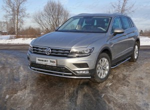 Обвес для VOLKSWAGEN Tiguan 2017-2021 Защита передняя нижняя (двойная) 42,4/42,4 мм (Пакет Offroad)