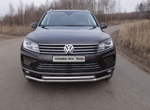 Обвес для VOLKSWAGEN Touareg 2014-2018 Защита передняя нижняя (двойная) 60,3/60,3 мм