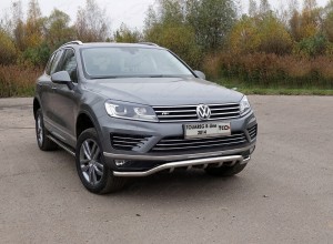 Обвес для VOLKSWAGEN Touareg R-Line 2014 Защита передняя нижняя (кенгурин) 60,3/42,4 мм