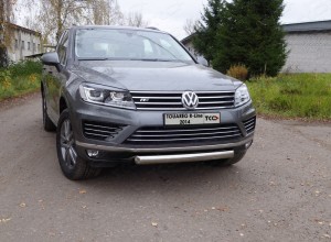 Обвес для VOLKSWAGEN Touareg R-Line 2014 Защита передняя нижняя (овальная) 75х42 мм